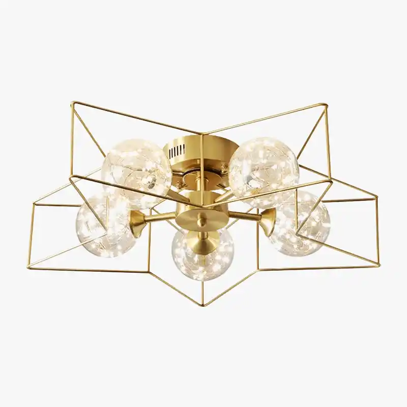Lustre Cuivre Moderne et Minimaliste avec Étoile LED