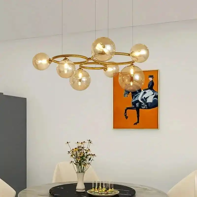 Lampe suspendue d'art en verre fumé de luxe