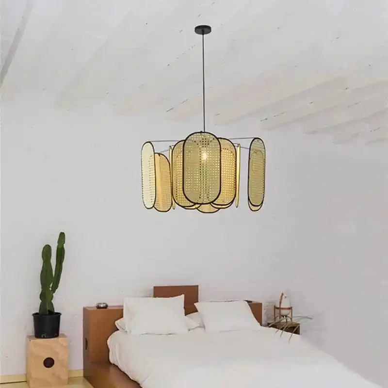 Plafonnier en rotin style chinois décoratif - Nouveau modèle pour restaurant