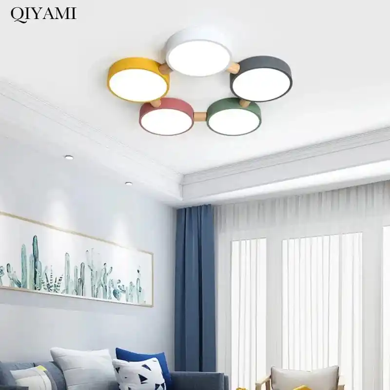 Plafonniers Créatifs Macaron en Bois pour Indoor Lighting LED Multicolore