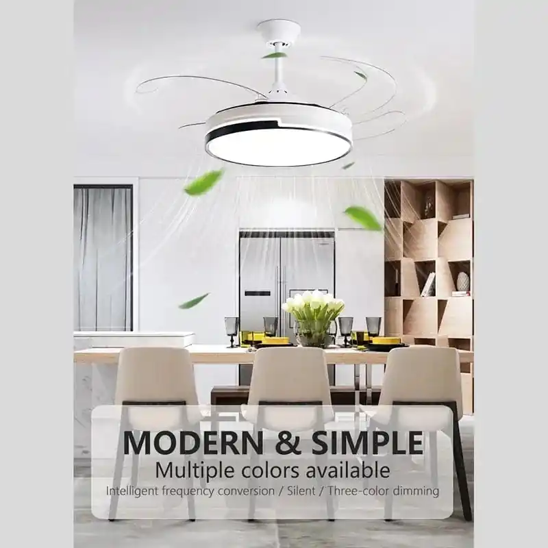 Ventilateur de plafond design invisible avec lumière et lustre