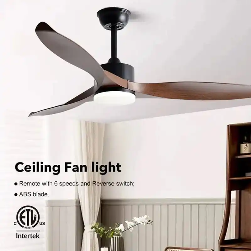 Ventilateur de plafond en cuivre pur avec lumière LED - Style Moderne