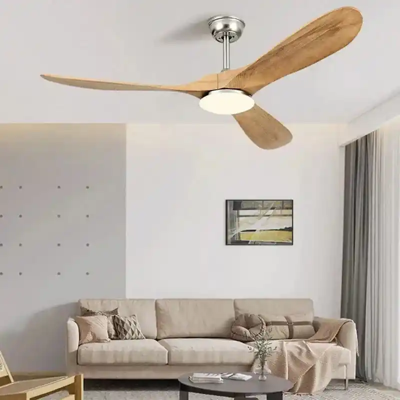 Ventilateur plafond vintage en bois – avec ou sans lampe