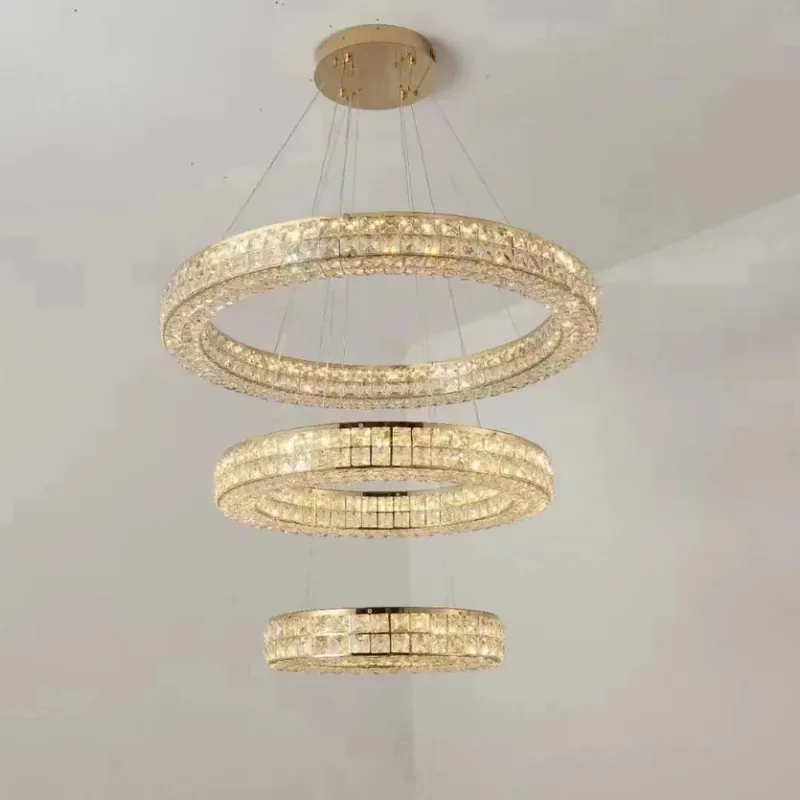 Lustre Moderne en Cristal à Deux Niveaux pour Décoration
