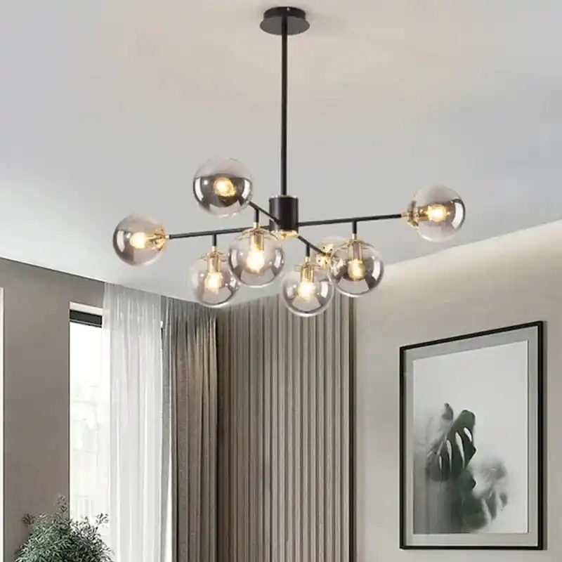 Lustre LED Nordique Élégant avec Boule en Verre Suspendue