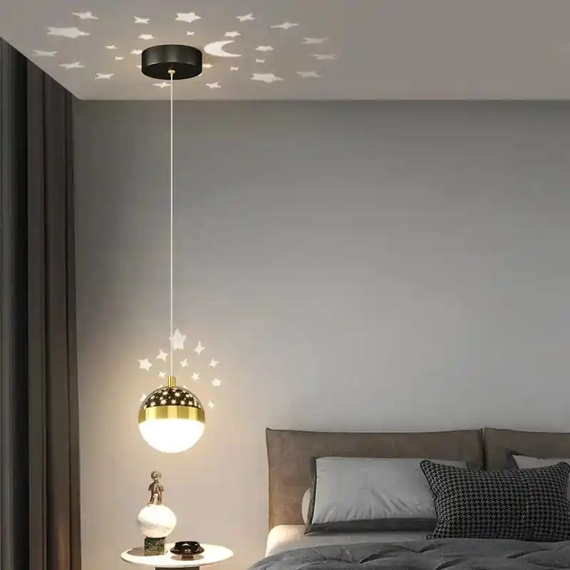 Lustre de luxe moderne minimaliste avec projection de ciel étoilé