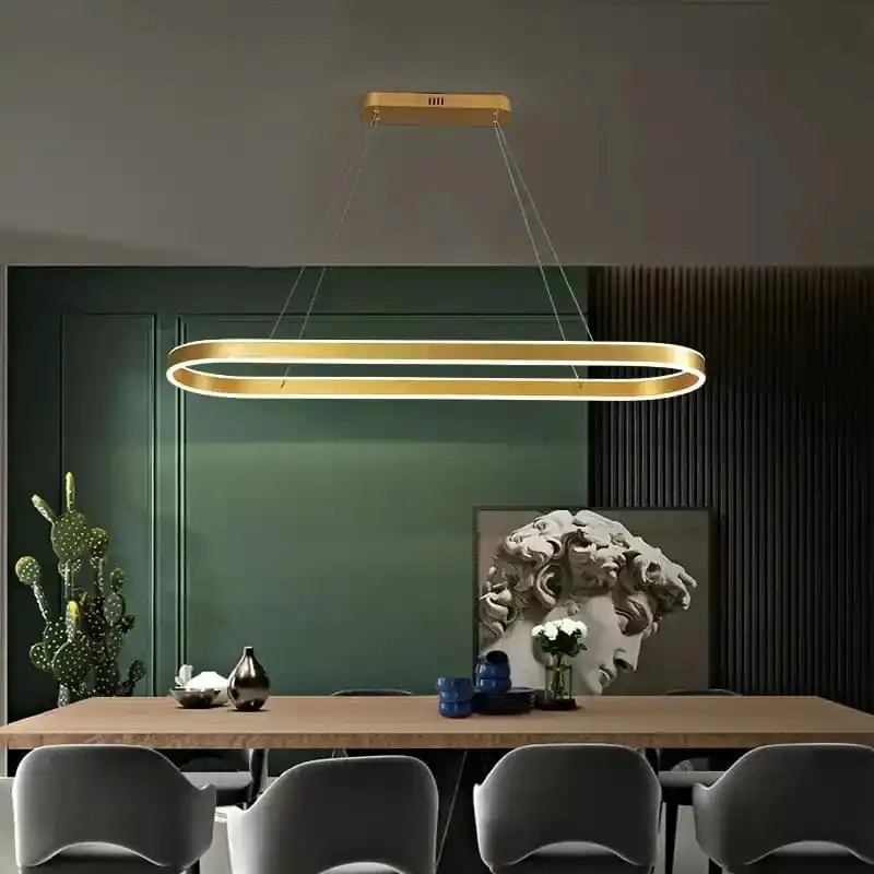 Lustre LED à Anneau Moderne avec Intensité Variable et Décor Minimaliste