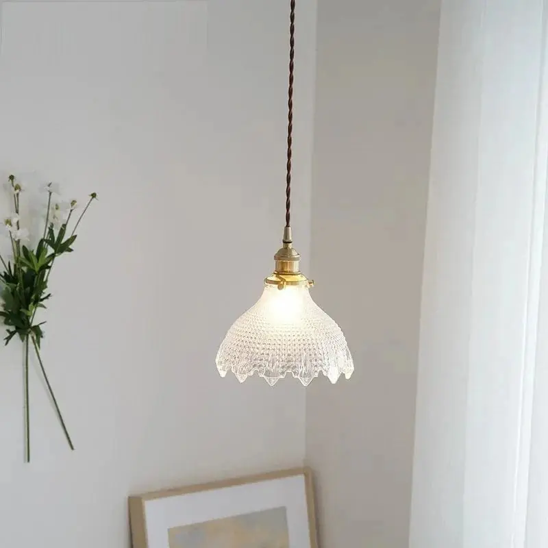 Suspension Nordique Vintage en Verre et Laiton - Luminaire Décoratif de Style Scandinave