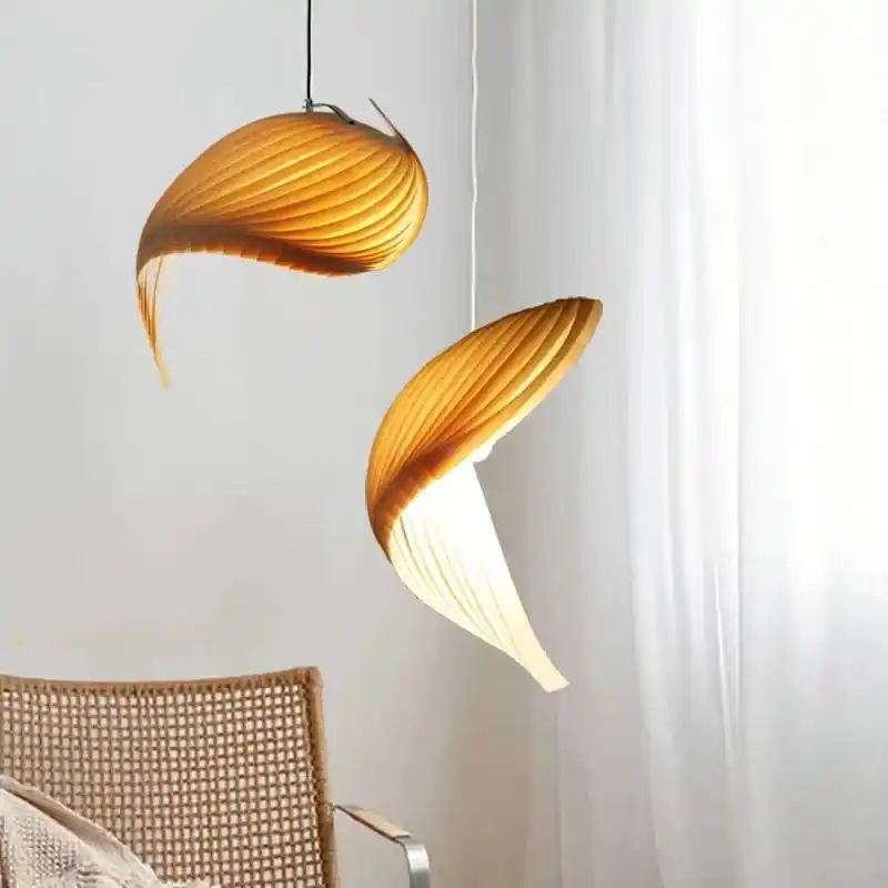 Suspension LED en érable plié - Design Japonais