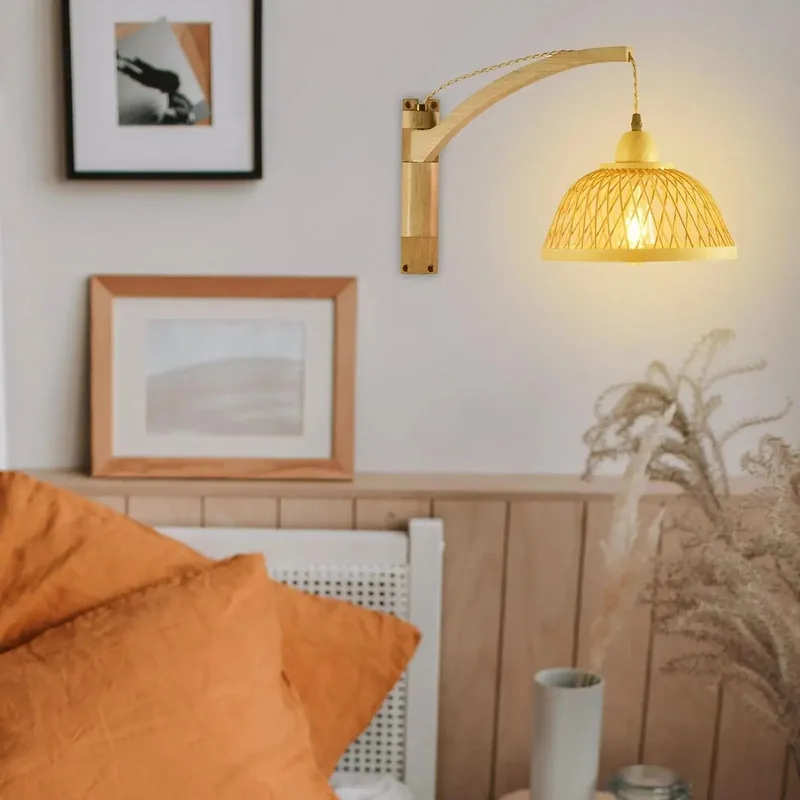 Applique murale pliante vintage en bois - Déco rétro café en bambou