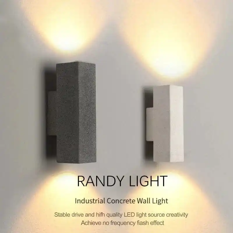 Applique murale industrielle en béton étanche avec double tête LED