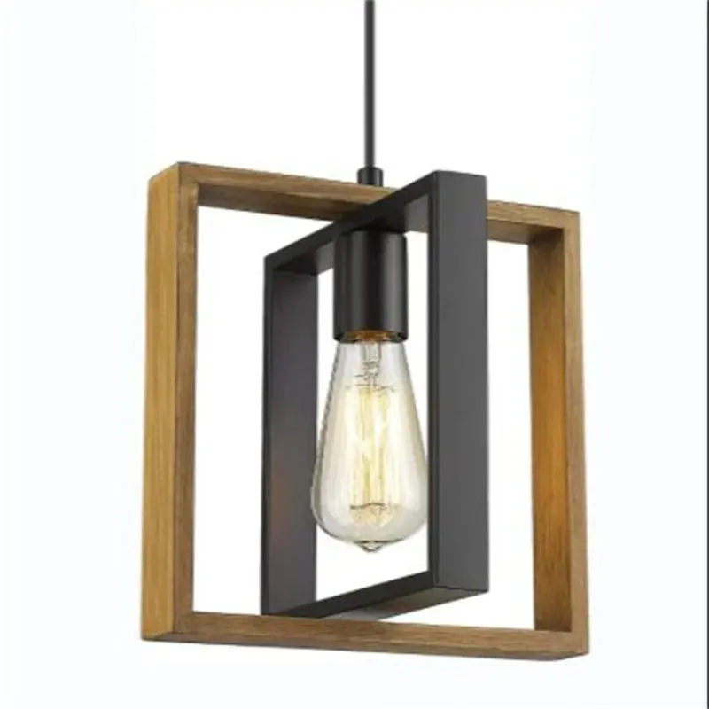 Suspension Rustic Americana en bois et métal pour restaurant