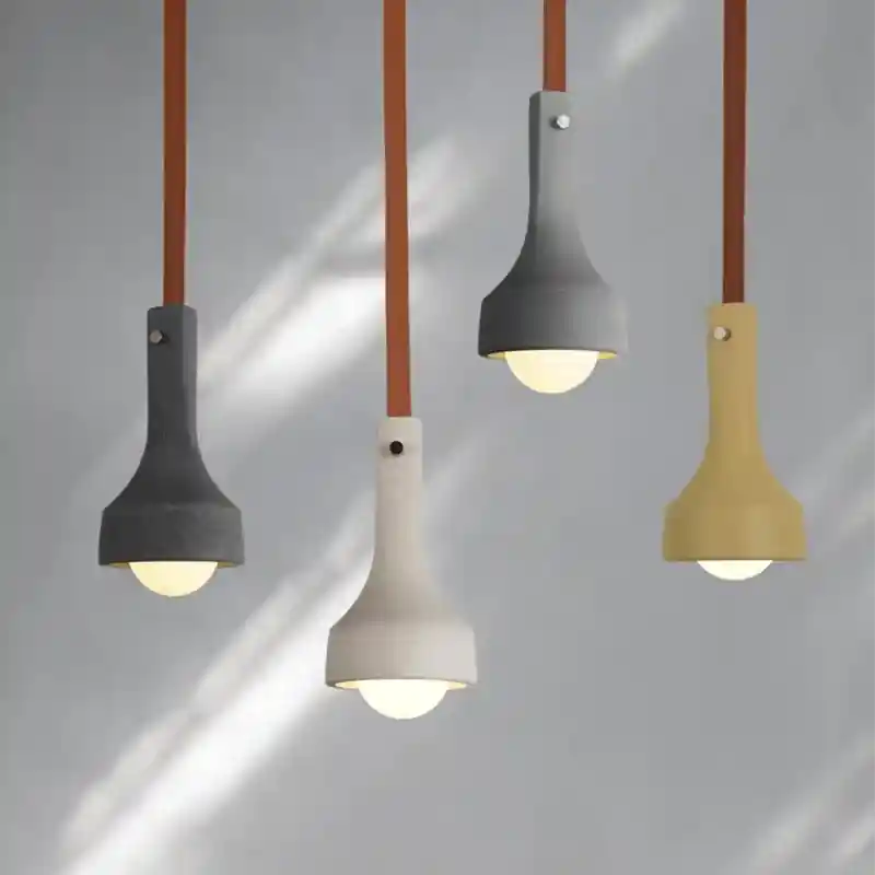 Suspension industrielle cuir & ciment rétro décoratif