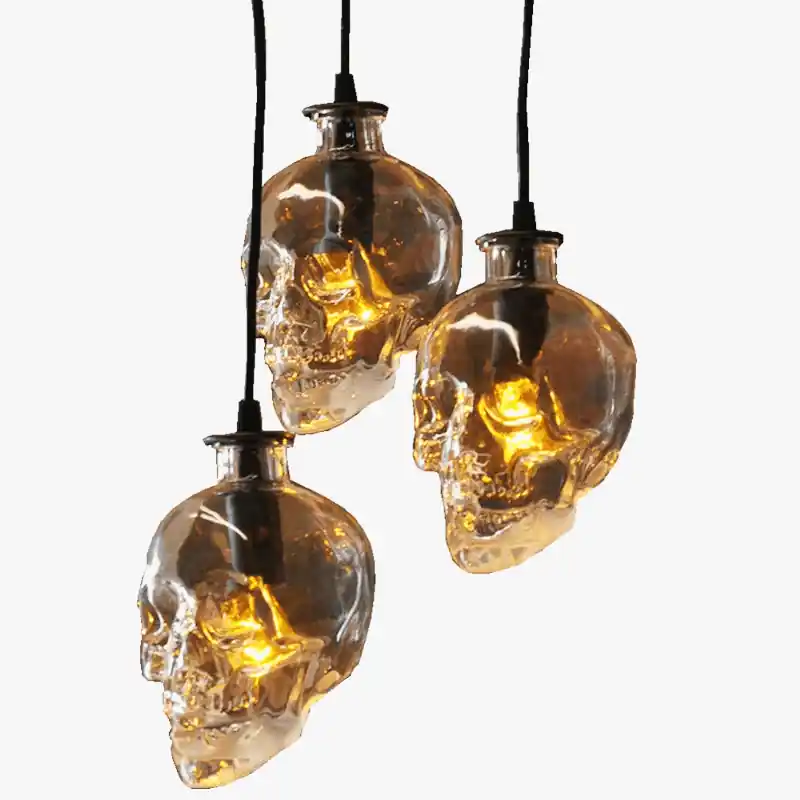 Suspension Loft Américain Rétro avec Lampe Crâne en Bouteille de Vin LED - Édition Limitée