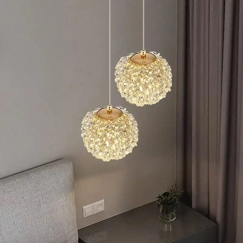 Lampe suspendue moderne en cristal avec cordon réglable
