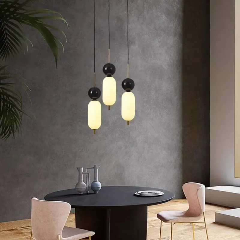 Lampe suspendue LED en acrylique style marbre naturel, cordon ajustable