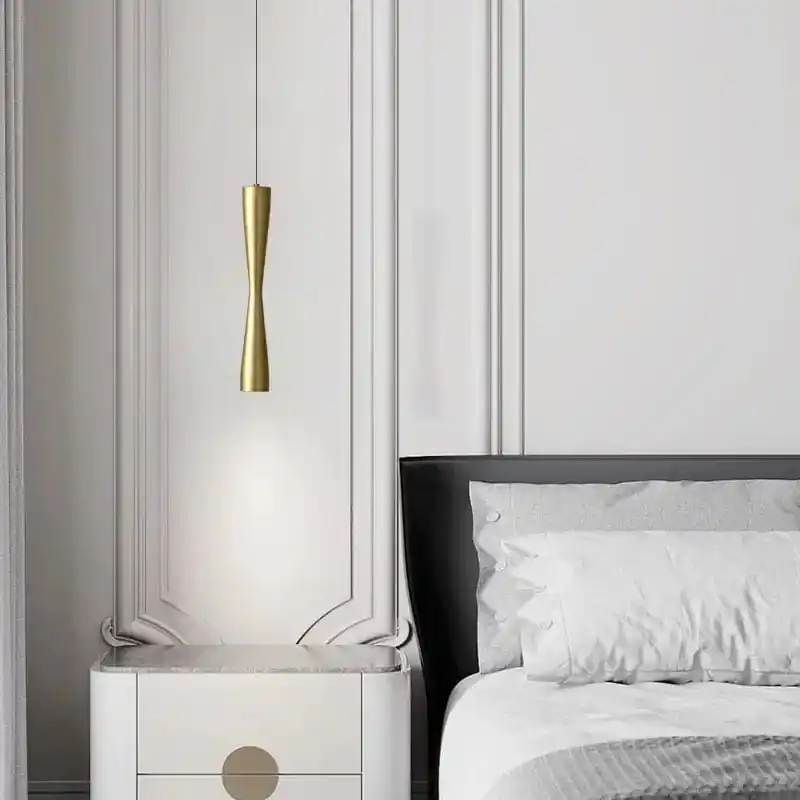 Lampe LED Suspendue Design Moderne avec Cordon Cuivre Réglable
