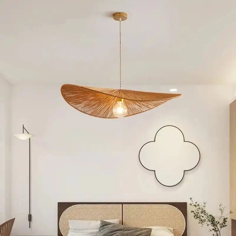 Lampe Suspendue en Rotin Tissé - Style Sud-Est Asiatique Authentic