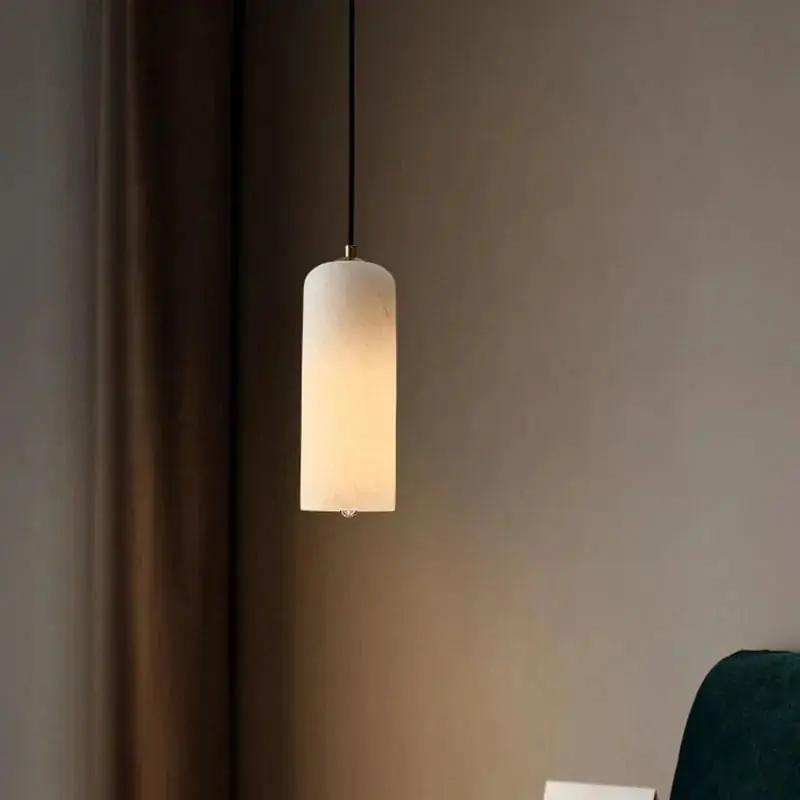 Lustre Naturan en Marbre avec Ampoule Cuivre - Éclairage Simple