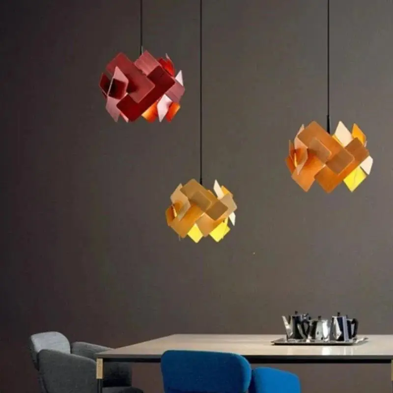 Lampes suspendues en bois créatives avec cordon réglable - Collection Boho Chic