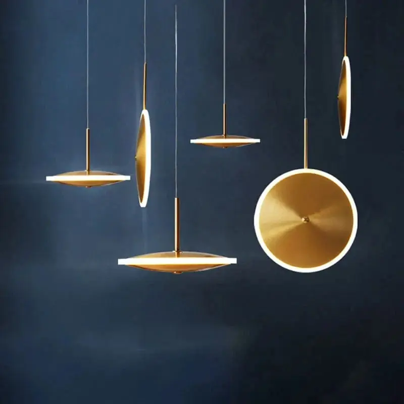 Lampe LED ronde en métal style art déco avec fil ajustable