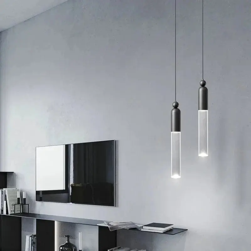 Lustre LED urbain en cuivre et acrylique transparent