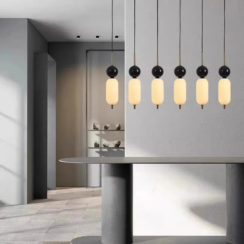 Lustre LED en Boule de Marbre Naturel et Acrylique avec Fil Réglable