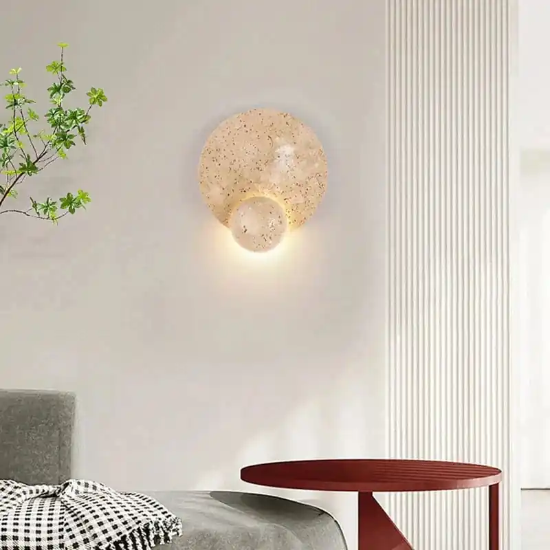 Applique Murale LED Ronde en Pierre Naturelle 3000K Art Déco - Édition Premium