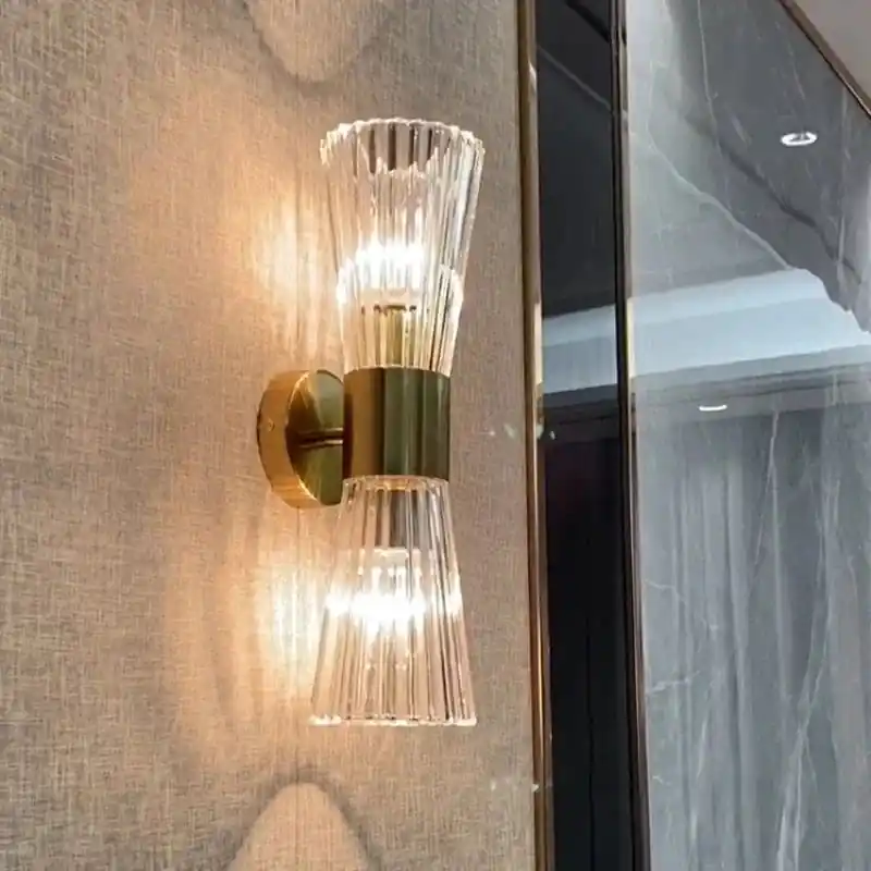 Applique murale moderne en acier inoxydable et verre transparent - Collection Éclat Brillant