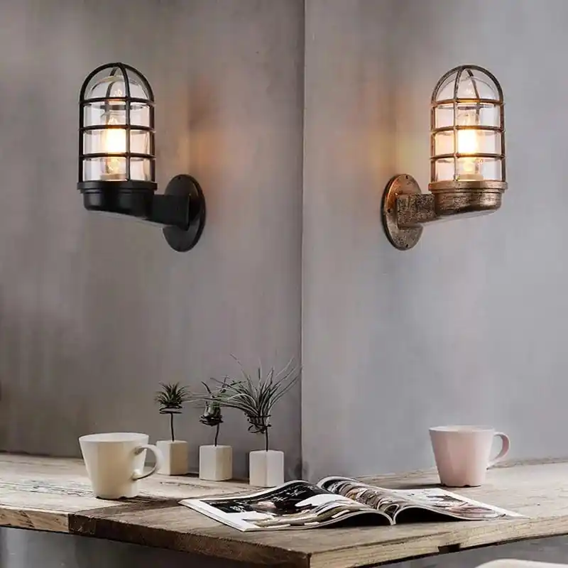 Applique murale LED en verre vintage - Étanche pour usage intérieur et extérieur