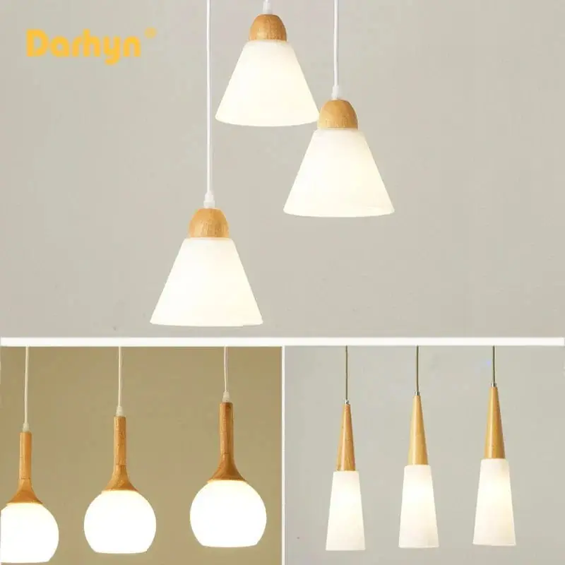 Lampe Suspendue Nordique en Bois et Verre Postmoderne en U - Style Scandinave