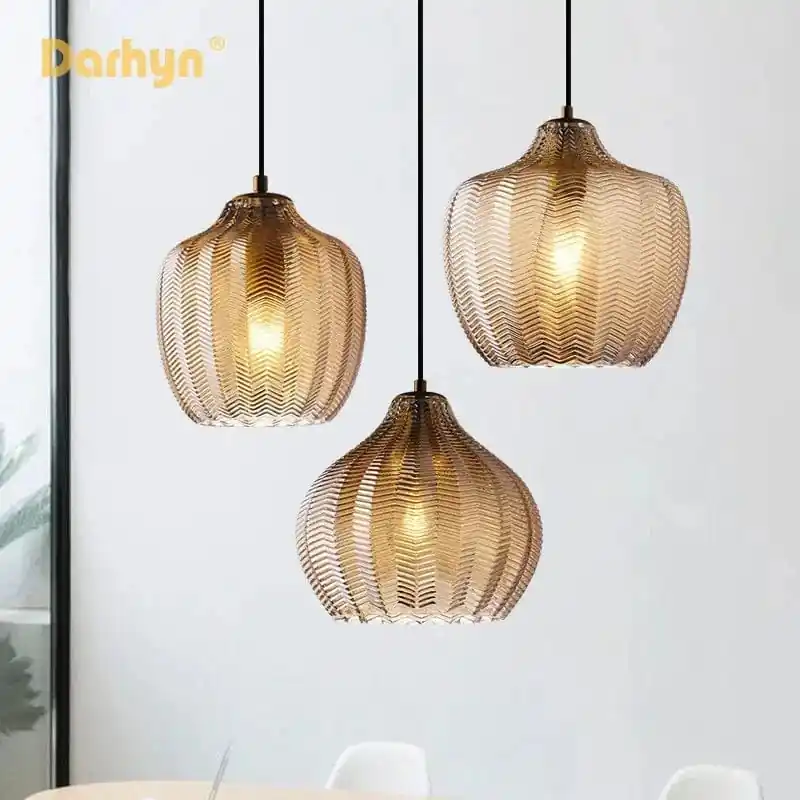 Lampe LED en verre suspendue au design moderne pour intérieur