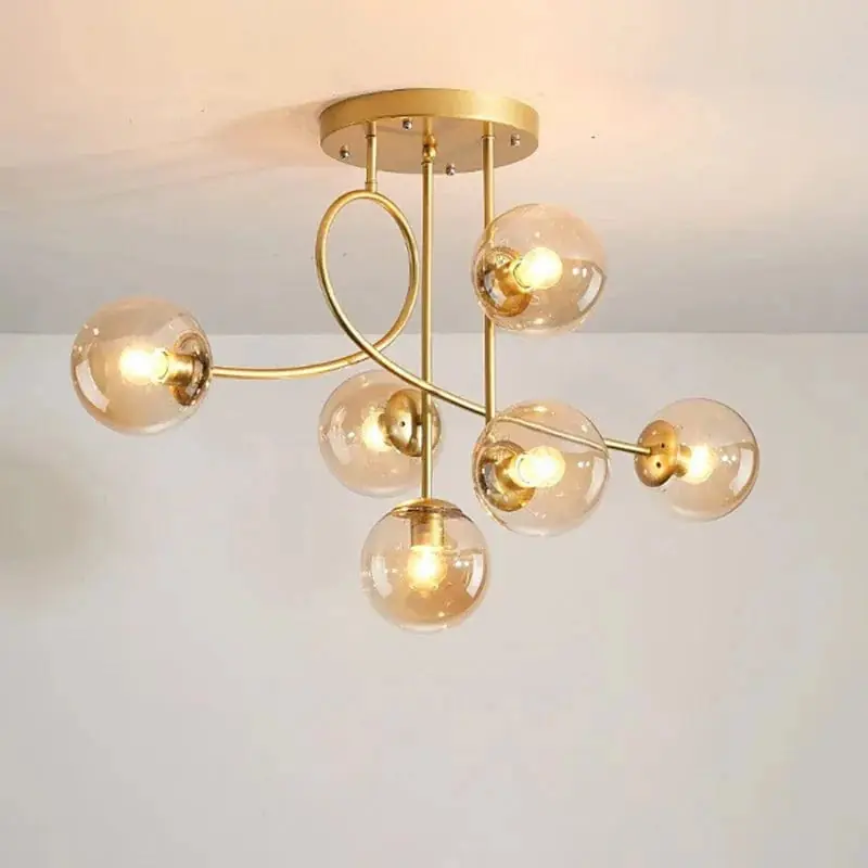 Lustre LED Minimaliste Moderne Nordique en Verre Doré - Éclat de Luxe