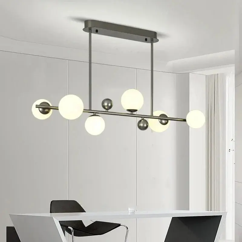 Lampe suspendue design en métal et verre ajustable pour décoration intérieure