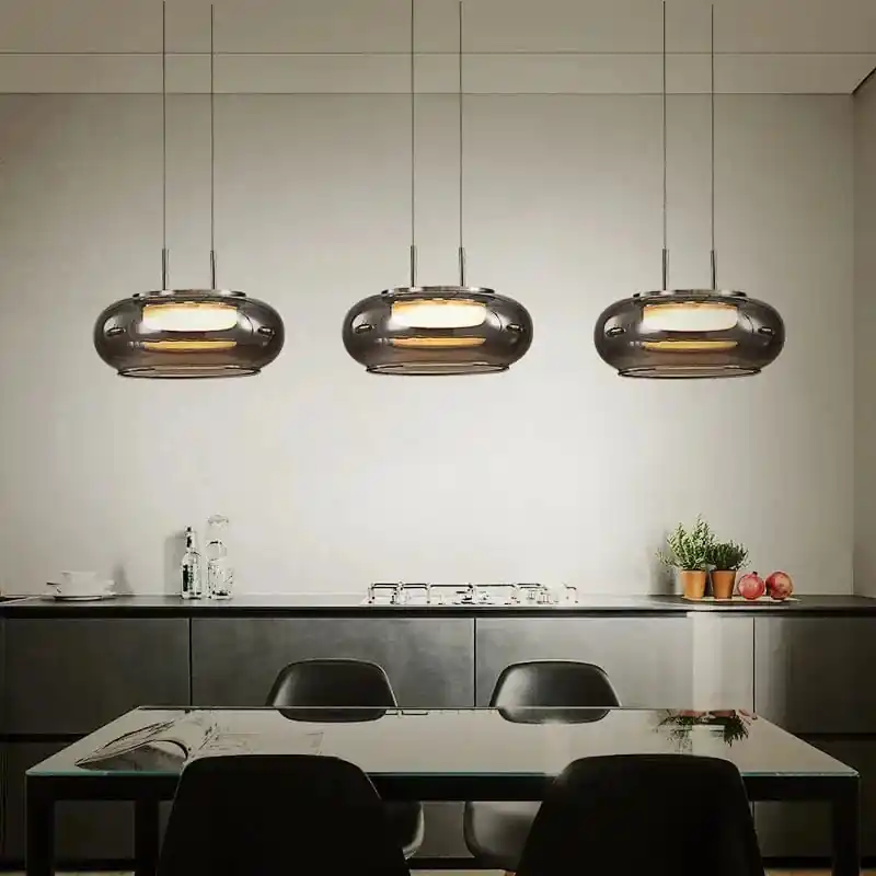 Lampe LED Suspendue Nordique en Verre avec Cordon Réglable pour une Décoration Intérieure