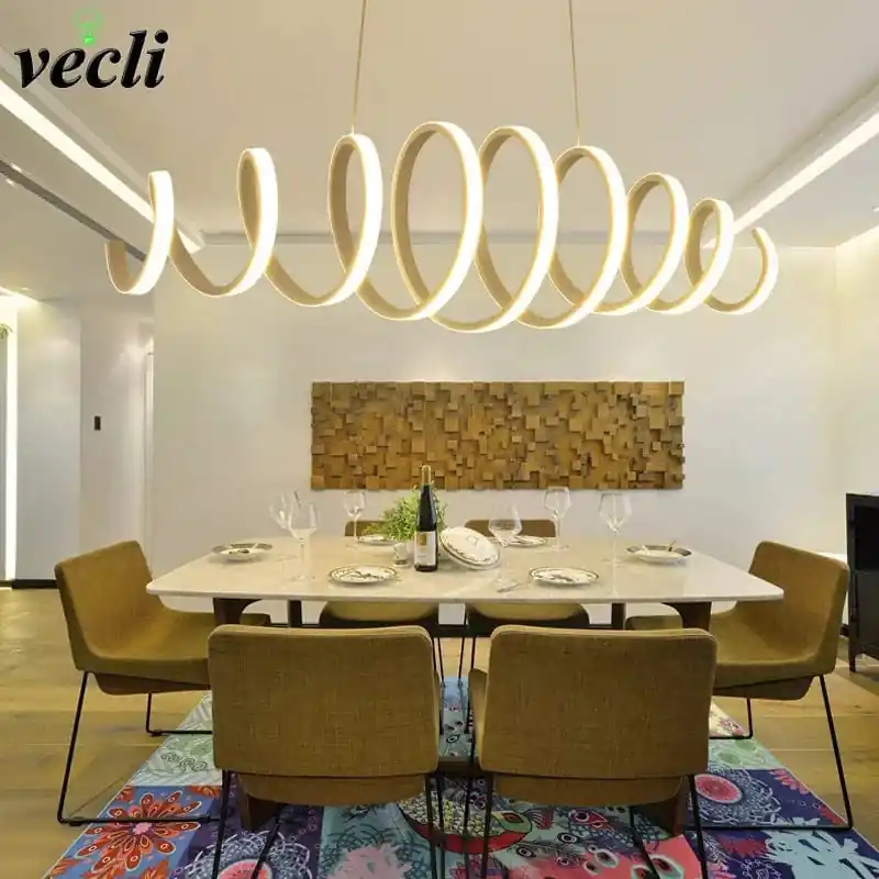 Lustre contemporain en aluminium avec éclairage LED intégré