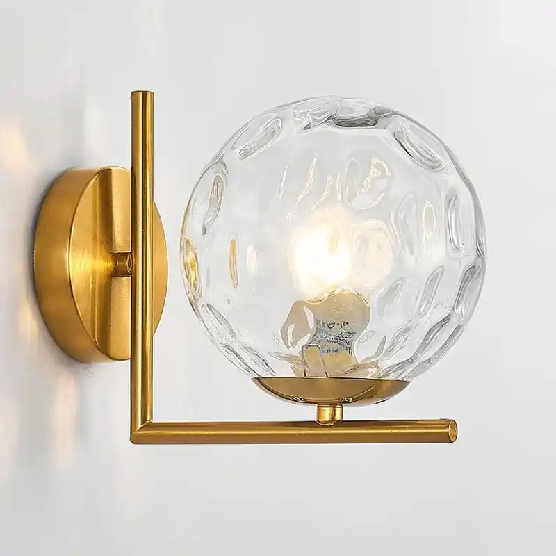 Applique murale LED design en fer avec abat-jour en verre