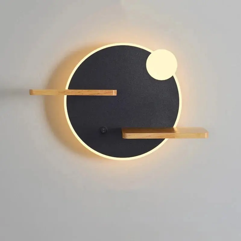 Applique murale LED nordique, design avec étagère intégrée et chargeur USB