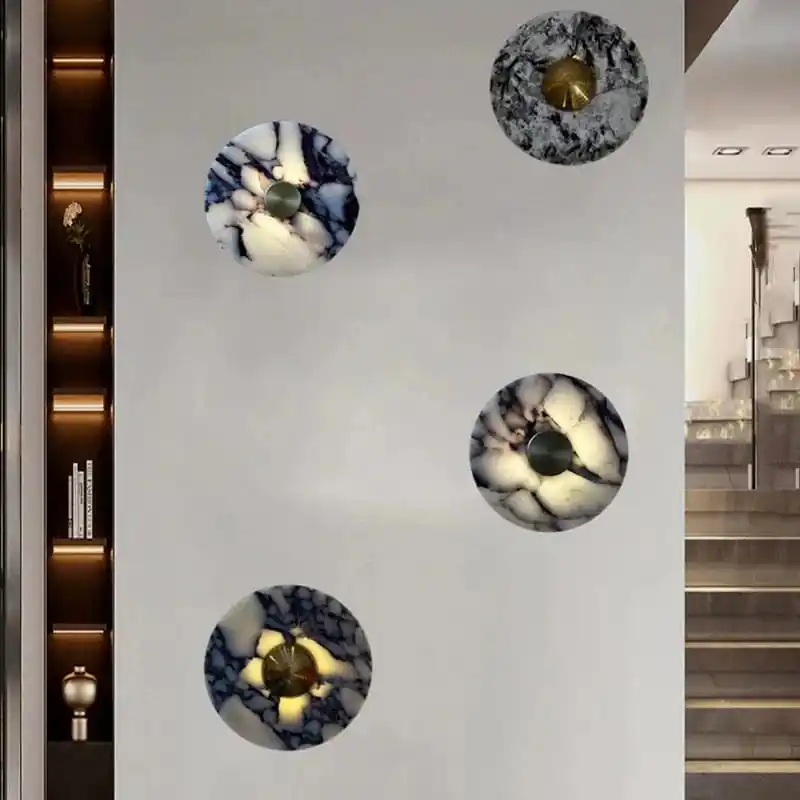 Applique Murale Art Déco en Pierre et Métal Doré - Livraison Directe