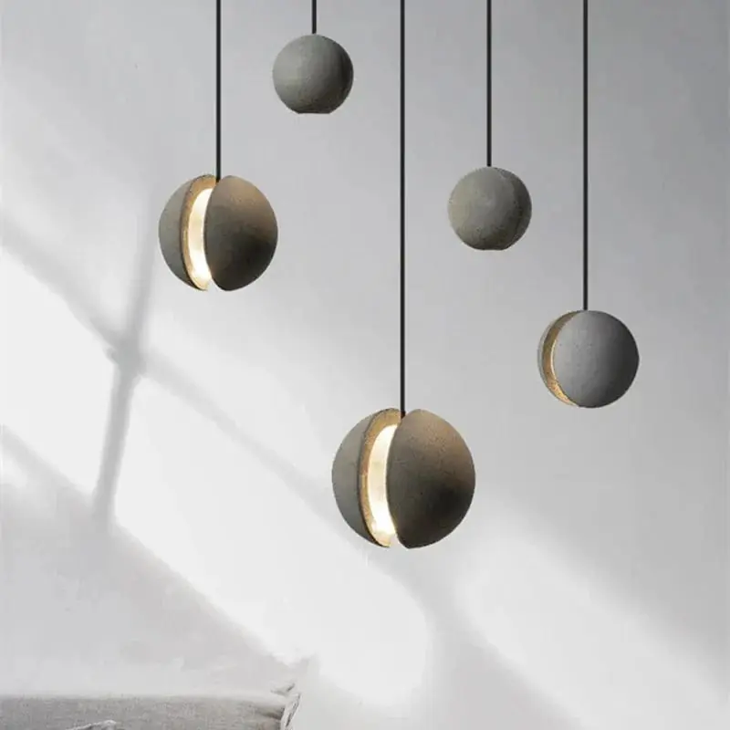 Lampe Suspension Ronde Industrielle Vintage en Ciment avec Fil Réglable