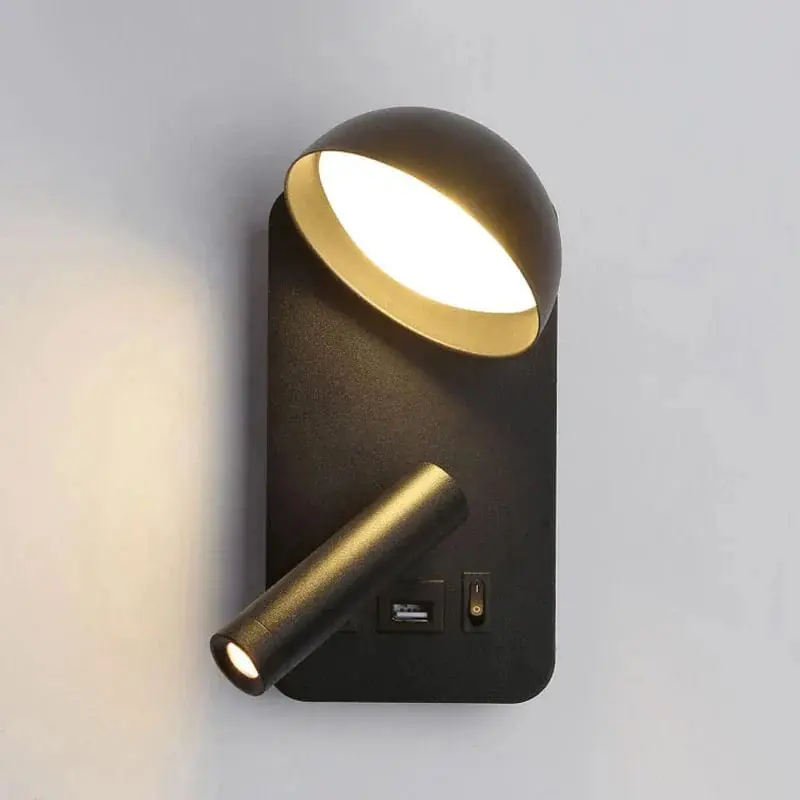 Applique Murale LED Luminaire Smart avec Interrupteur et Interface USB - Éclairage Artistique