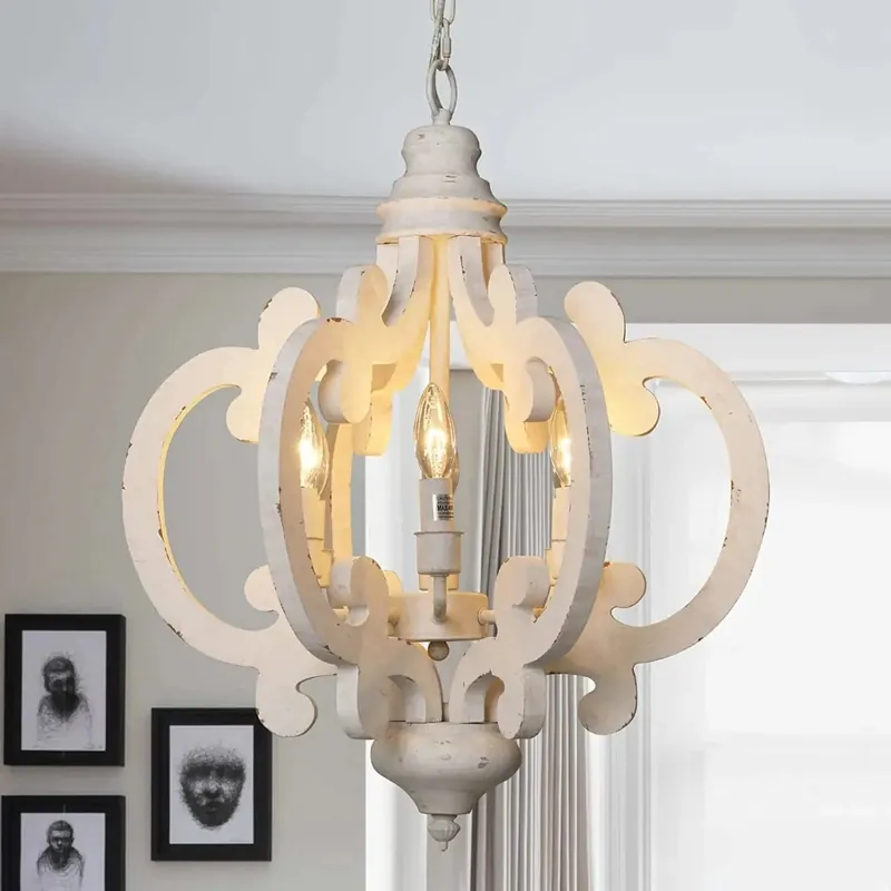 Lustre vintage en bois pour ferme et loft rétro - DécoCampagne