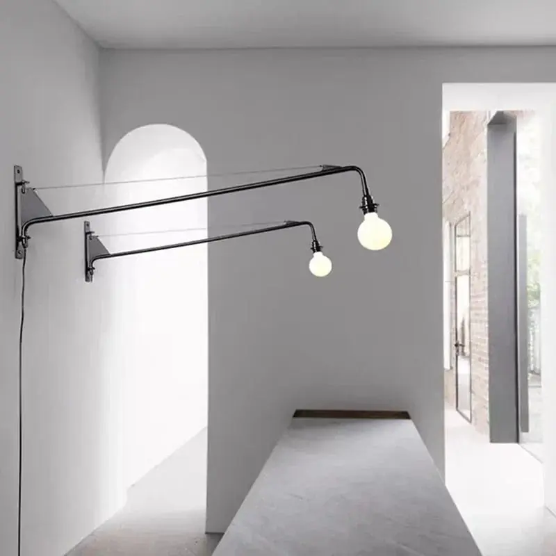 Applique murale rotative à bras long minimaliste avec interrupteur