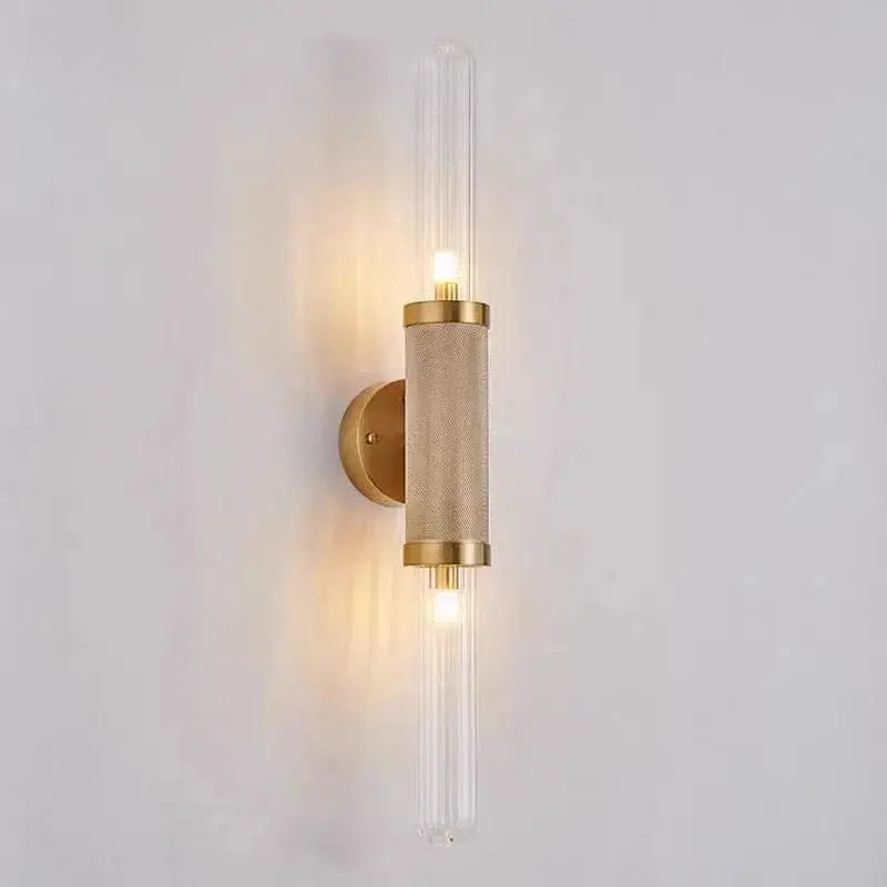 Applique murale Art Déco en verre transparent et métal doré - Style Nouveau