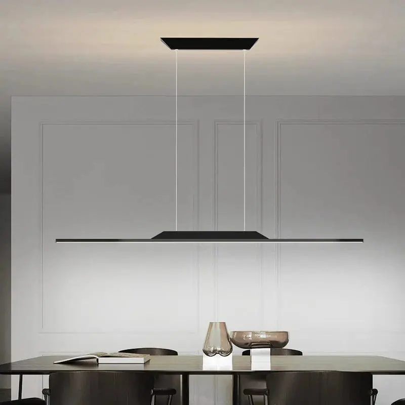 Lustre Long LED Minimaliste Éclat Moderne avec Hauteur Réglable