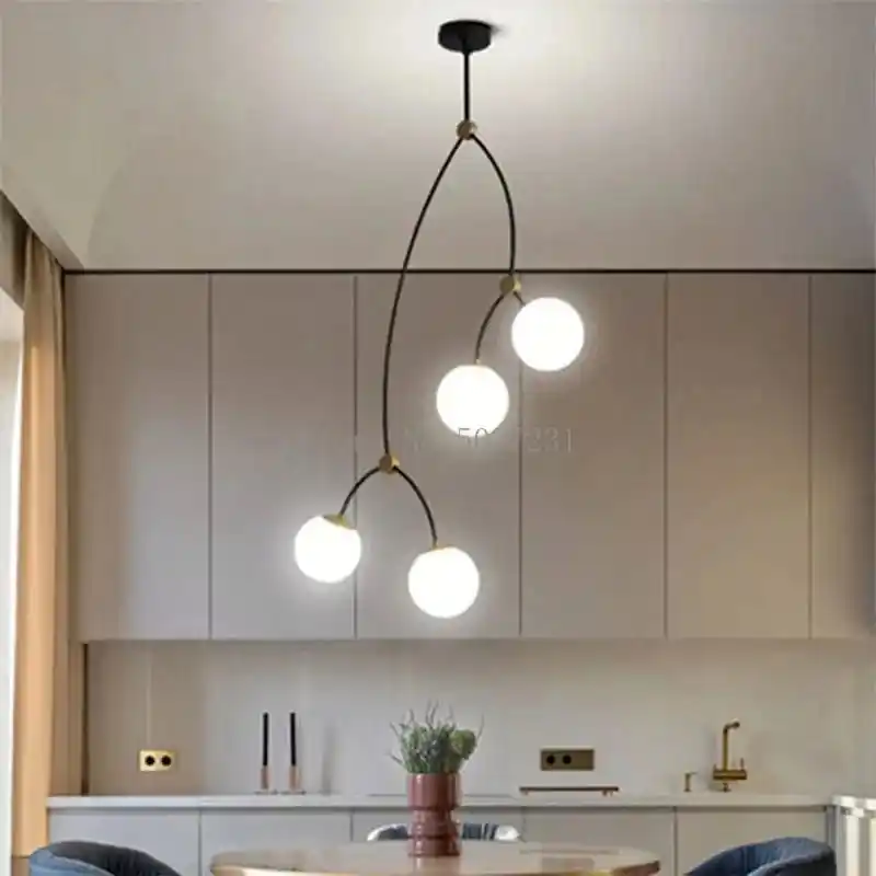 Lustre Moléculaire Nordique - Suspension Lumière Magique Haricot LED