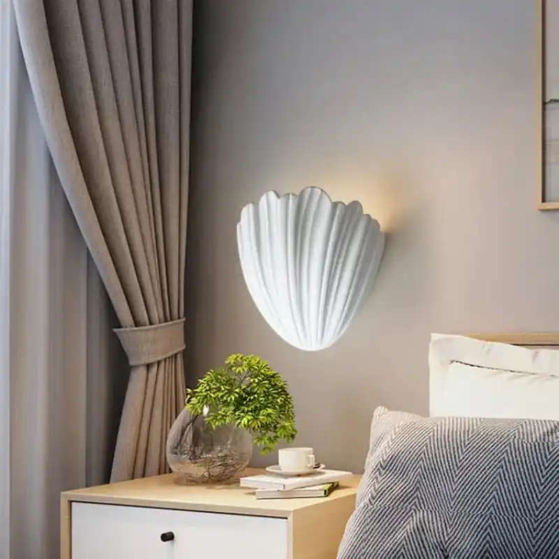 Applique murale LED en coquille de gypse - Design moderne et créatif