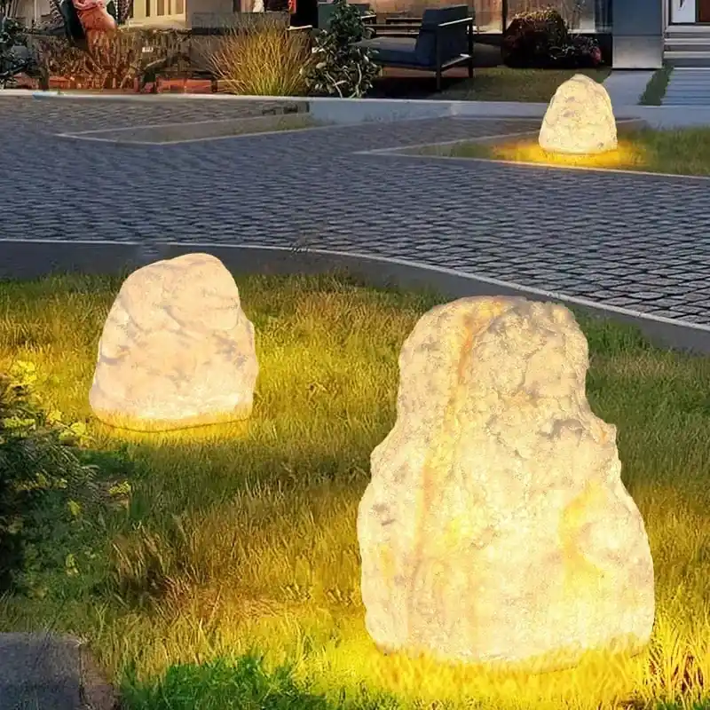 Lampadaire de cour en rocaille résine décoratif imperméable pour l'extérieur