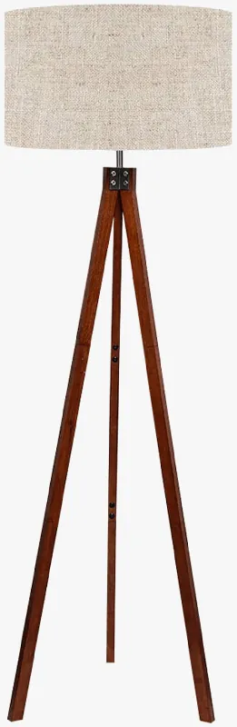 Lampadaire KD en bois massif américain avec support de sol LED minimaliste.