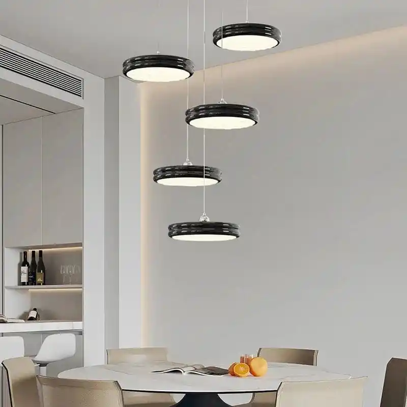 Suspension de luxe moderne dimmable avec abat-jour circulaire en fer - Collection Élégance contemporaine